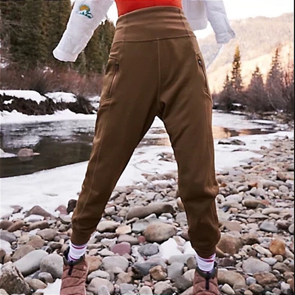 Free People Movement Total‎ Eclipse Gorpcore Khaki Jogger Brown Fleece Medium